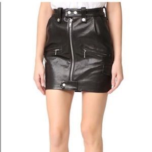 Frame Lambskin Leather Moto Skirt